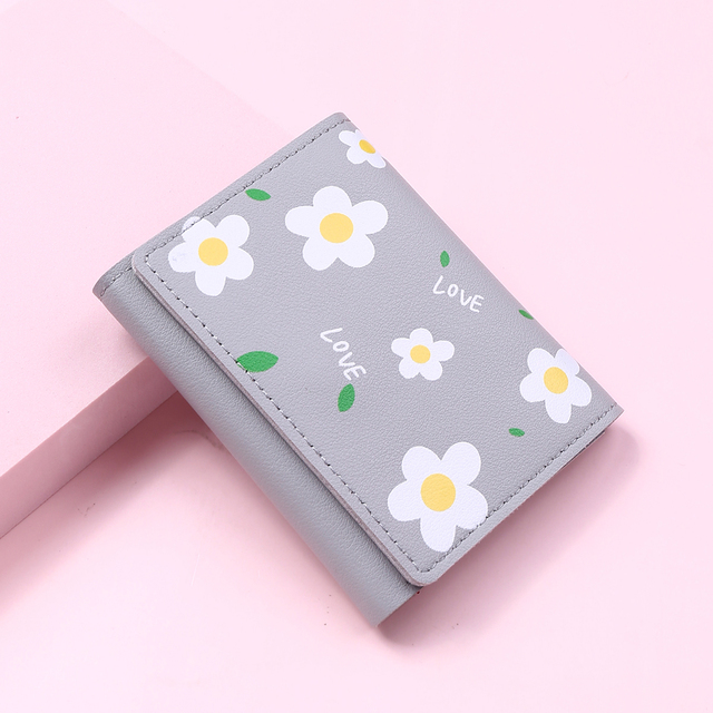 New Cute Flower Women Wallet Hasp Brand Designed PU Leather Small Girl Coin Purse Female Credit Card Holder Bag