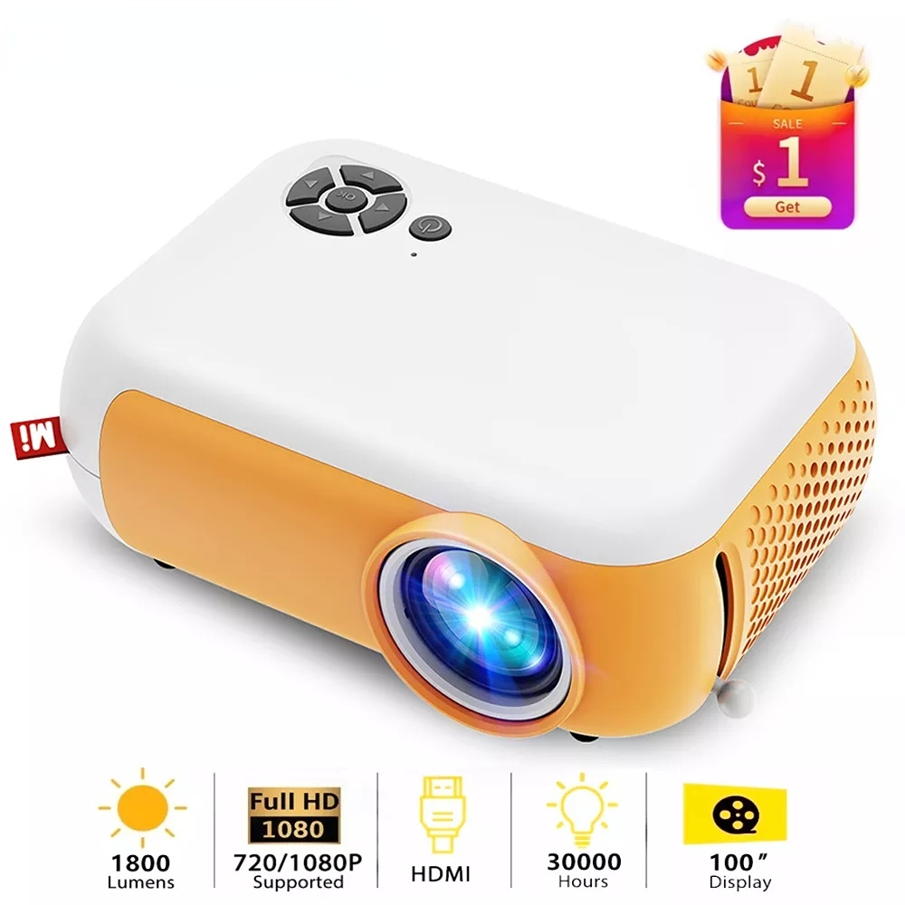 A10 Mini Led Projector 1080P Supported Portable Proyector Movie, Wired Mirror for iPhone Home Cinema HDMI-compatible