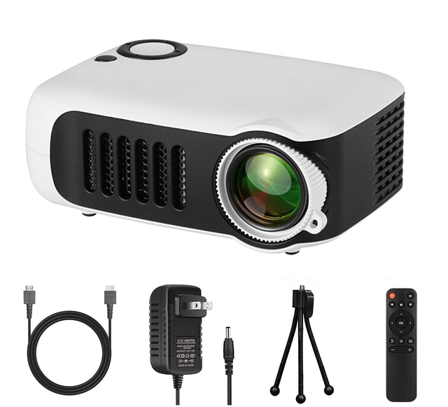A2000 Mini Projector Portable LED Pico Video Projector for Cartoon, Movies, Pocket Home Phone Projector for Home Theater