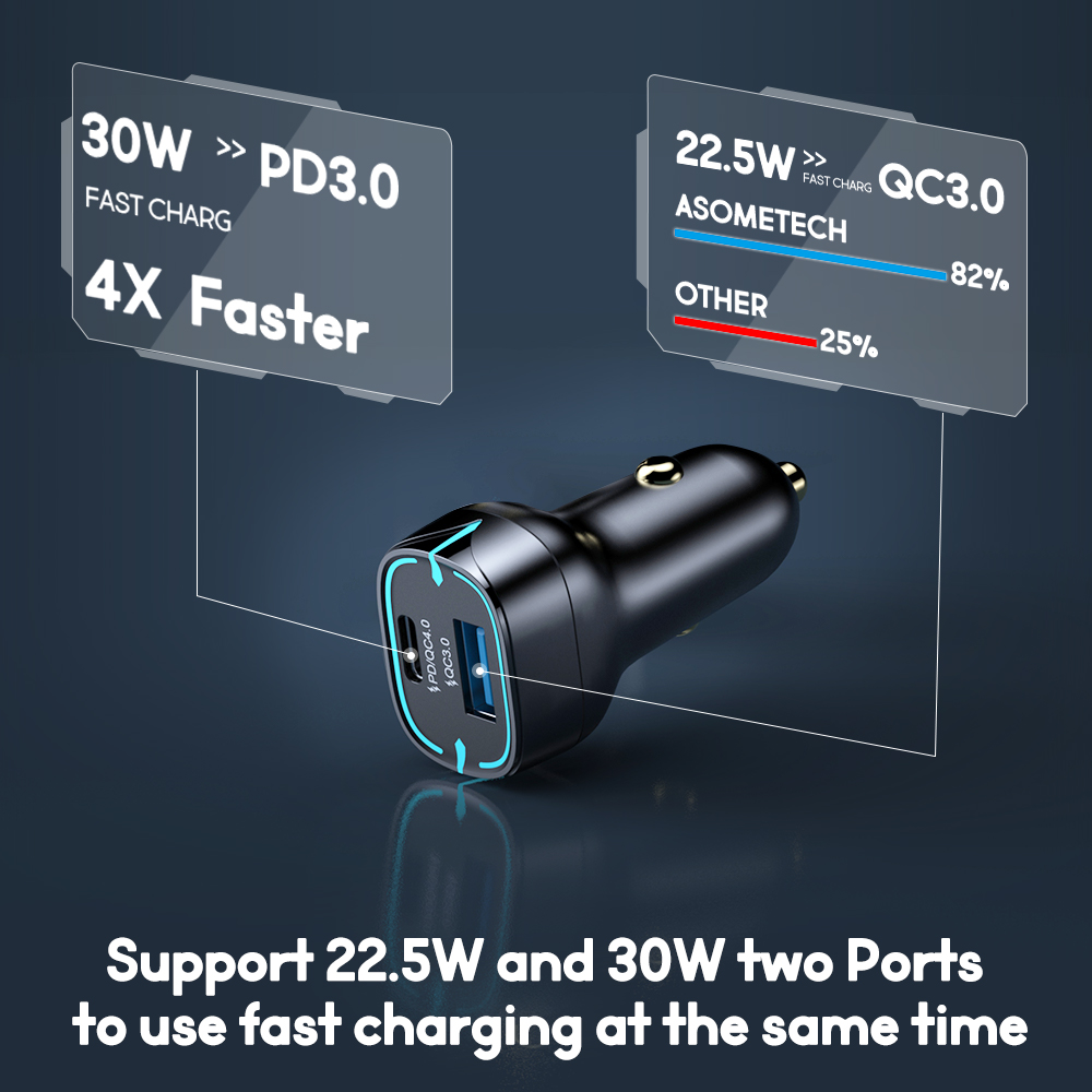 52.5W USB Car Charger Type C PD Fast Charger For iPhone 12 iPad Quick Charge 4.0 3.0 Car USB Charger Adapter For Samsung Huawei