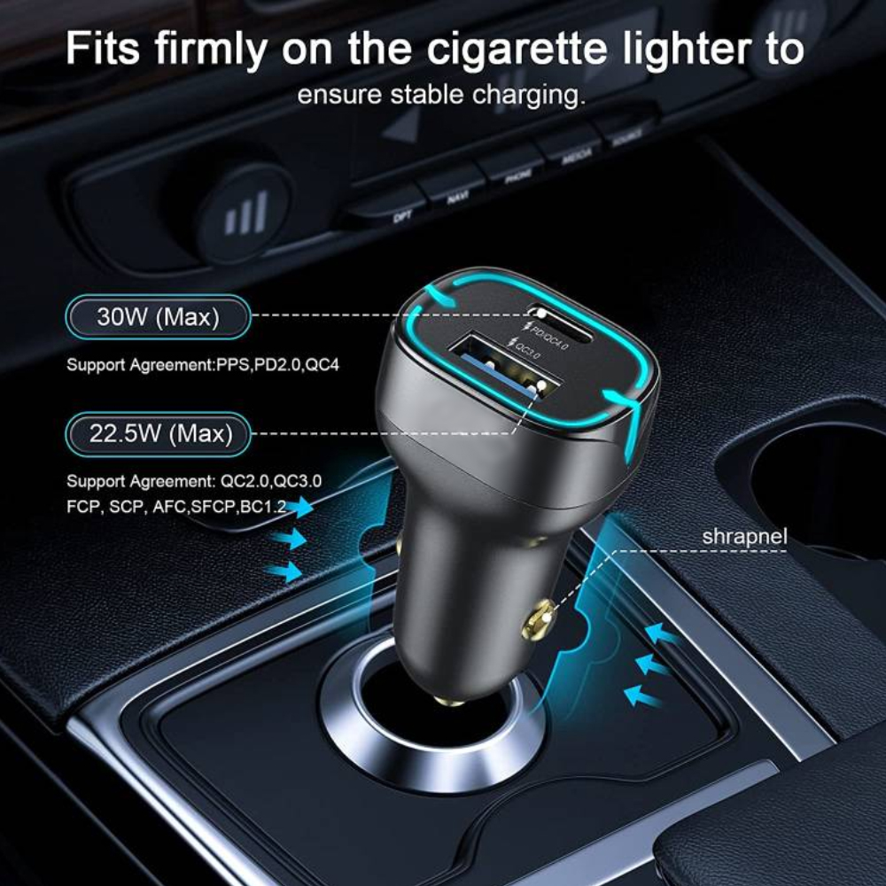 52.5W USB Car Charger Type C PD Fast Charger For iPhone 12 iPad Quick Charge 4.0 3.0 Car USB Charger Adapter For Samsung Huawei