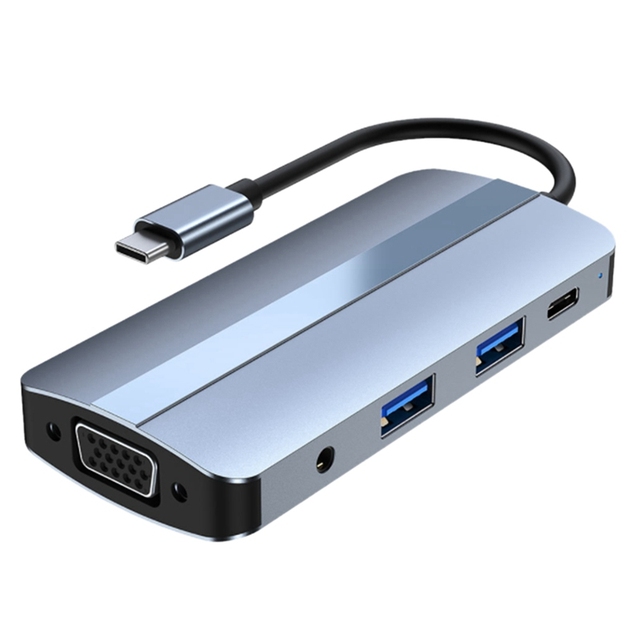 8 in 1 Type-C to HDMI+Vga+Pd+Sd+Tf+Auido+USB3.2+2.0 Expansion Dock for  Apple Notebook cable