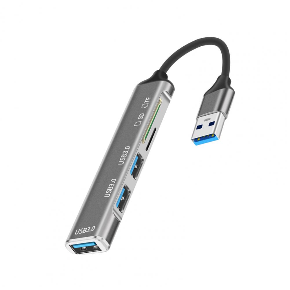 Cable Hub Plug Play Data Transmission USB3.0 Expansion Dock with SD/TF Slot for Laptop