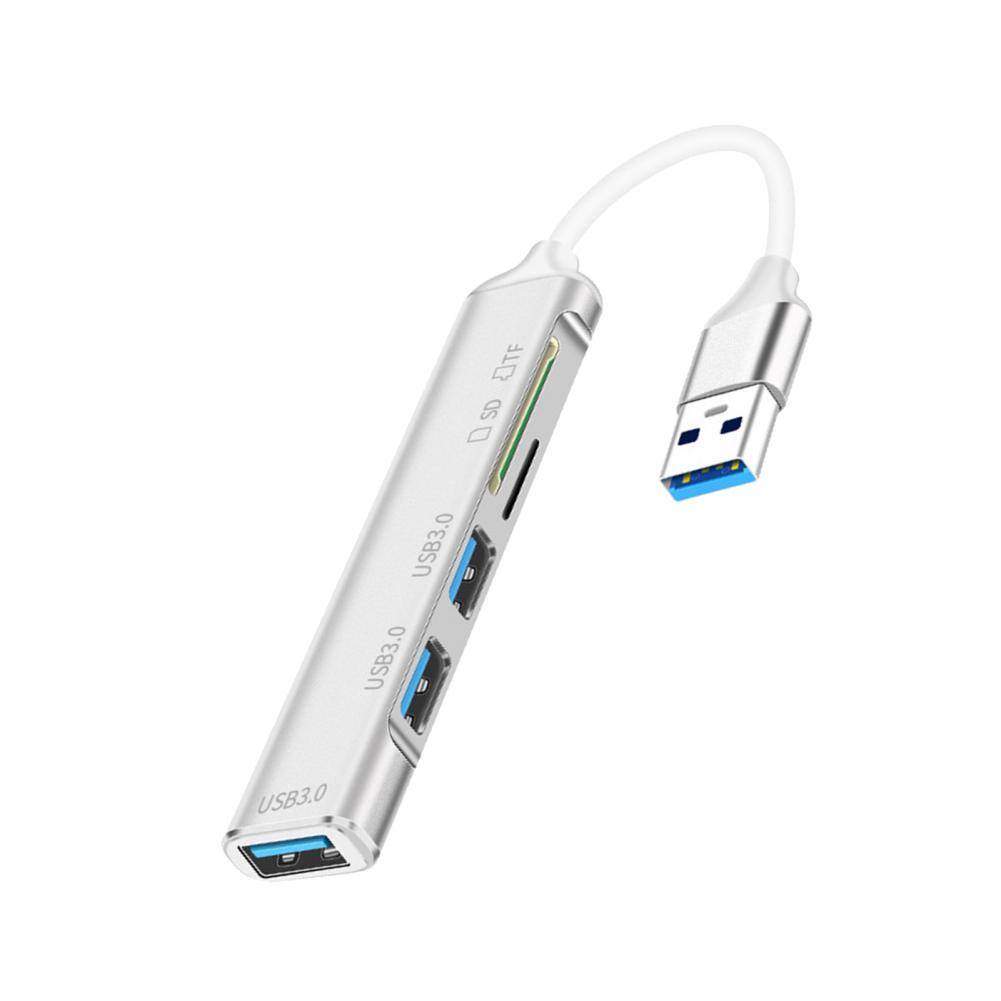 Cable Hub Plug Play Data Transmission USB3.0 Expansion Dock with SD/TF Slot for Laptop