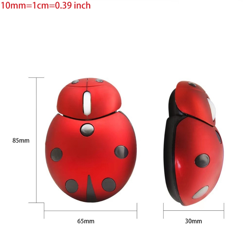 Cute Wireless Mouse Ladybug Cartoon 3 Buttons 1200 DPI Portable Mouse