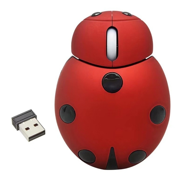 Cute Wireless Mouse Ladybug Cartoon 3 Buttons 1200 DPI Portable Mouse