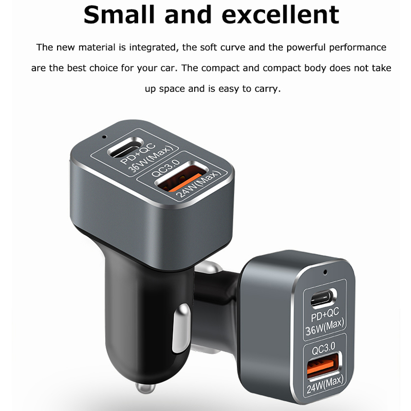 USB PD Car Charger Type C 36W+24W Power Delivery Quick Auto Charger QC3.0 for iPhone X Samsung S8 Xiaomi MI A1 Huawei MATE10