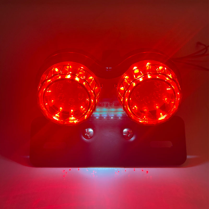 12V Universal Motorcycle Signal Lights Twin Dual Motorbike Taillight Rear Lamp Twin Light License Plat LED Integrated Tail Light