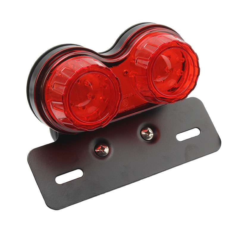 12V Universal Motorcycle Signal Lights Twin Dual Motorbike Taillight Rear Lamp Twin Light License Plat LED Integrated Tail Light