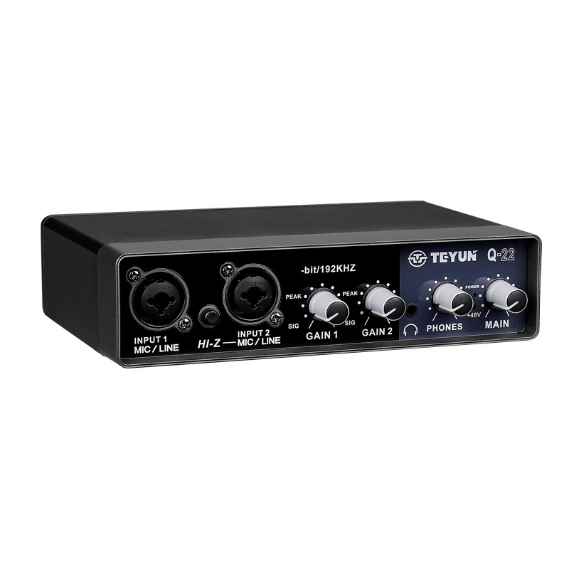 Q-22 Audio Interface Sound Card with Monitoring,Electric Guitar Live Recording Professional Sound Card For Studio,Singing