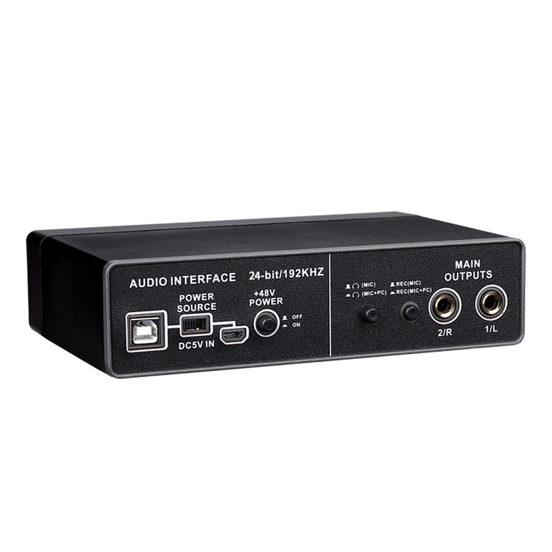 Q-22 Audio Interface Sound Card with Monitoring,Electric Guitar Live Recording Professional Sound Card For Studio,Singing