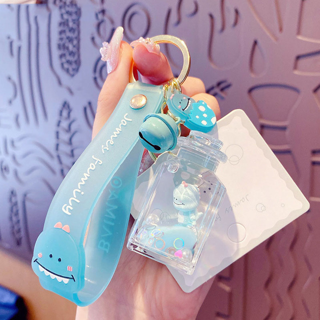 Creative Family Cat Quicksand Liquid Key Chain Cute Wishing Bottle Floating Sequins Animal Keyring Girl Bag Pendant Keyfob