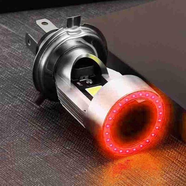 Blue/Red Angel Eye H4 Led Motorcycle Headlight BA20D HS1 Scooter Motorbike Headlamp Light Bulb Drl Accessories 12-80v