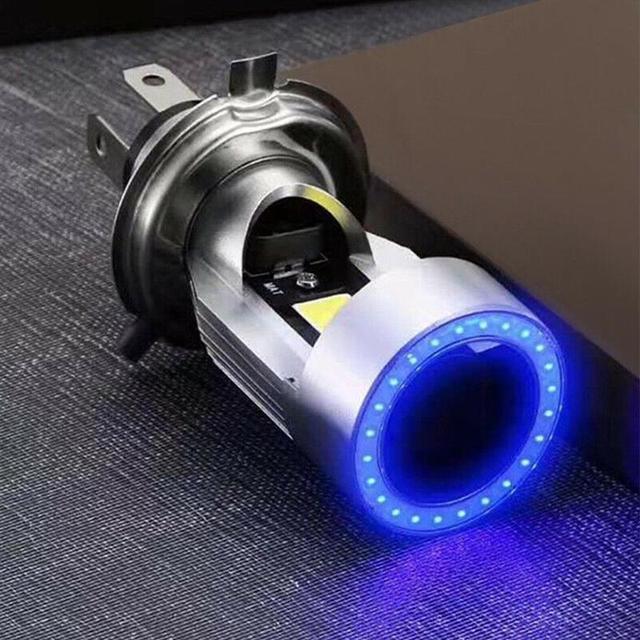 Blue/Red Angel Eye H4 Led Motorcycle Headlight BA20D HS1 Scooter Motorbike Headlamp Light Bulb Drl Accessories 12-80v