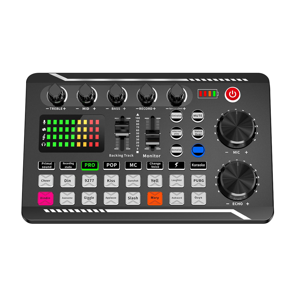 Studio Record Phone PC Live Audio Mixer Audio External Mixer Sound Card Bluetooth-Compatible Sound Card Kit
