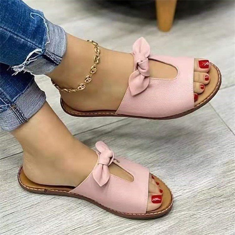 Large size women's sandals and slippers bow  fish mouth shape women's shoes