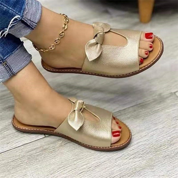 Large size women's sandals and slippers bow  fish mouth shape women's shoes
