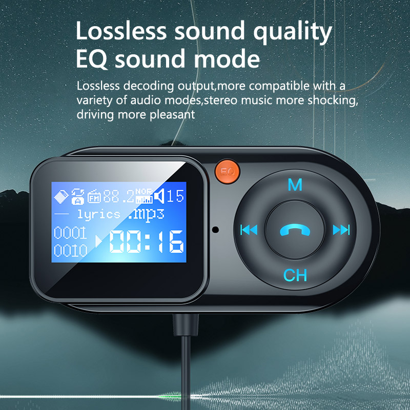 FM Modulator AUX Audio MP3 Player USB Type C PD Fast Charging Car Charger Handsfree Bluetooth 5.0 Car Kit FM Transmitter