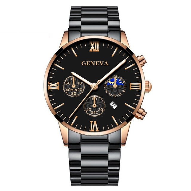 Quartz Wristwatch Men's Watches Classic Calendar Mens Business Steel Watch Popular