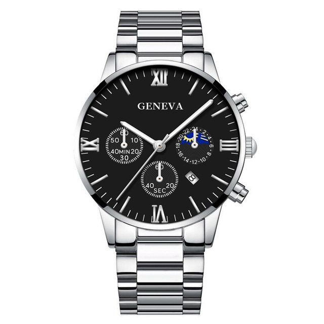 Quartz Wristwatch Men's Watches Classic Calendar Mens Business Steel Watch Popular