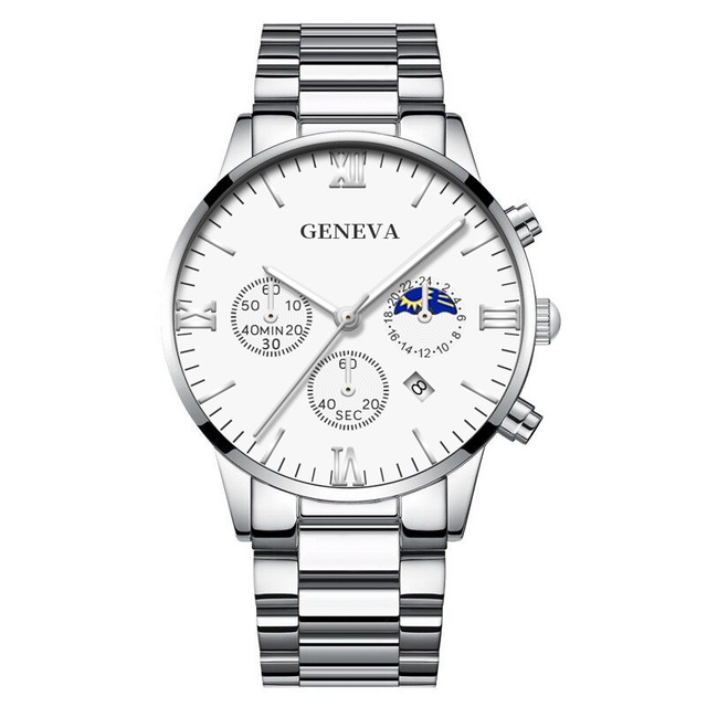 Quartz Wristwatch Men's Watches Classic Calendar Mens Business Steel Watch Popular
