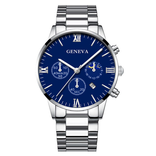 Quartz Wristwatch Men's Watches Classic Calendar Mens Business Steel Watch Popular