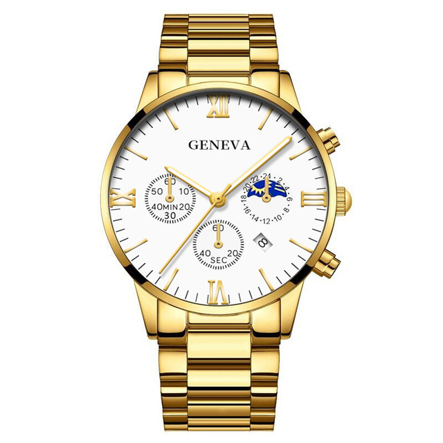 Quartz Wristwatch Men's Watches Classic Calendar Mens Business Steel Watch Popular
