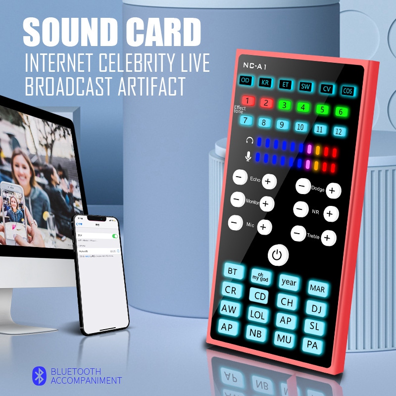 Bluetooth Sound Card Audio External USB Headset Microphone Live Broadcast Sound Card for Mobile Phone Computer PC