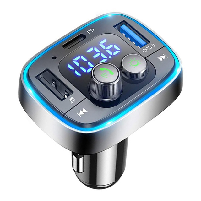 FM Transmitter TF Card U Disk MP3 Player PD18W Type C QC3.0 USB Charger Handsfree Bluetooth-compatible 5.0 Car Kit