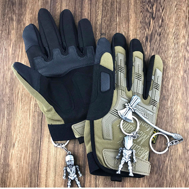 Full Finger Tactical Army Gloves Military Paintball Shooting Airsoft Combat PU Leather Touch Screen Rubber Protective Gloves