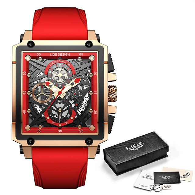 2022 Men Watch Top Brand Luxury Waterproof Quartz Square Wrist Watches for Men Date Sports Silicone Clock Male Montre Homme