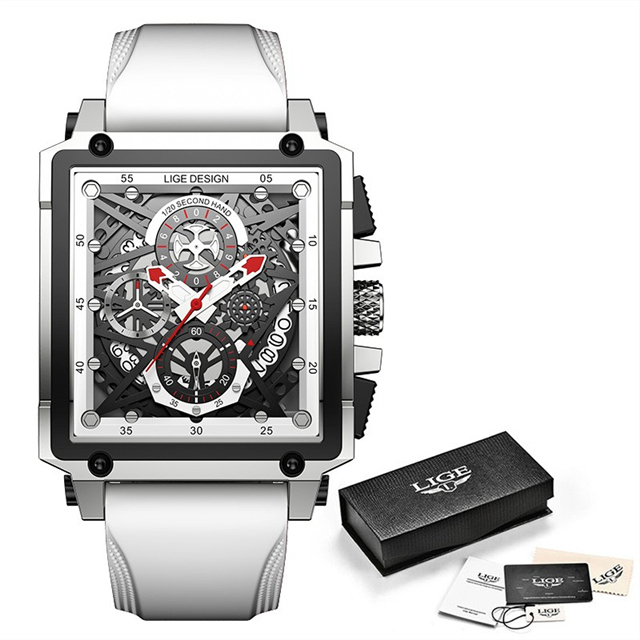 2022 Men Watch Top Brand Luxury Waterproof Quartz Square Wrist Watches for Men Date Sports Silicone Clock Male Montre Homme
