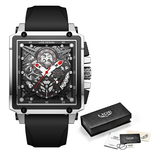 2022 Men Watch Top Brand Luxury Waterproof Quartz Square Wrist Watches for Men Date Sports Silicone Clock Male Montre Homme