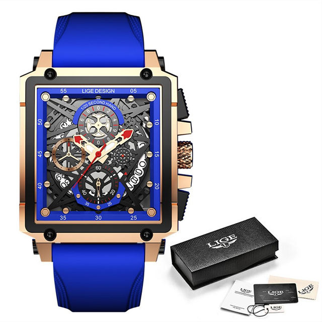 2022 Men Watch Top Brand Luxury Waterproof Quartz Square Wrist Watches for Men Date Sports Silicone Clock Male Montre Homme