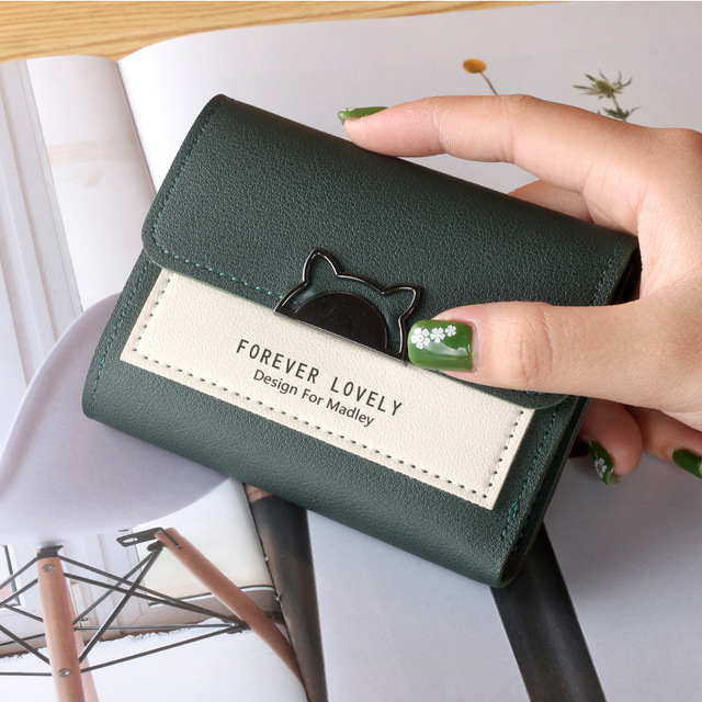 Fashion Short Wallet Cute Mini Fashion Wallet Fashion Design Ladies Contrasting Metal Buckle Small Wallet Portable Purse