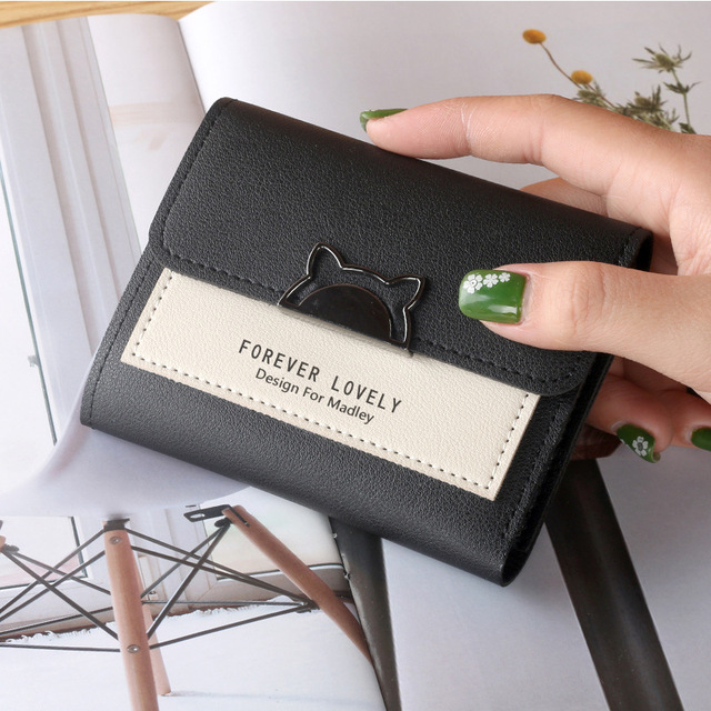 Fashion Short Wallet Cute Mini Fashion Wallet Fashion Design Ladies Contrasting Metal Buckle Small Wallet Portable Purse