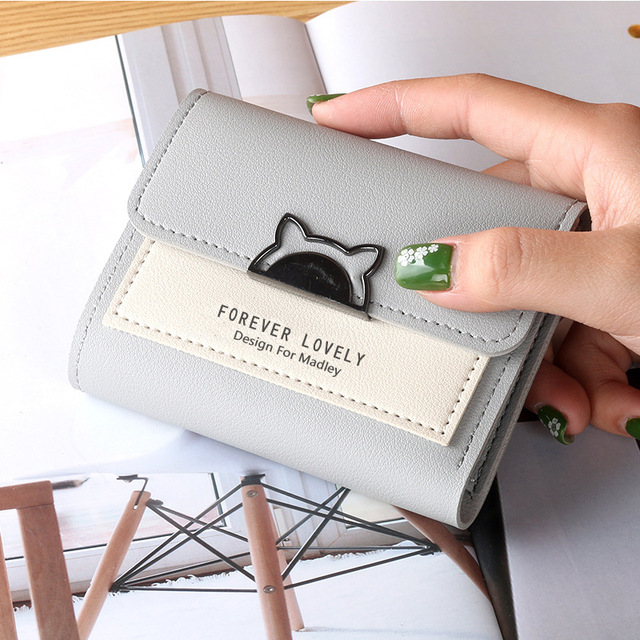 Fashion Short Wallet Cute Mini Fashion Wallet Fashion Design Ladies Contrasting Metal Buckle Small Wallet Portable Purse