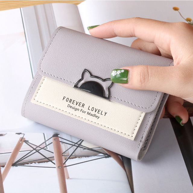 Fashion Short Wallet Cute Mini Fashion Wallet Fashion Design Ladies Contrasting Metal Buckle Small Wallet Portable Purse
