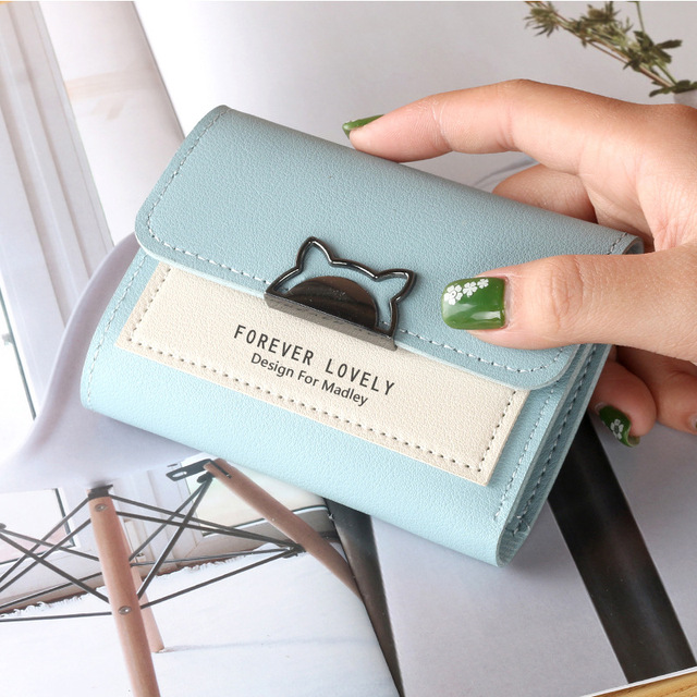 Fashion Short Wallet Cute Mini Fashion Wallet Fashion Design Ladies Contrasting Metal Buckle Small Wallet Portable Purse