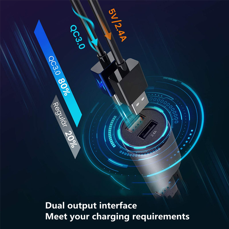 FM Transmitter Bluetooth 5.0 Car Kit Handsfree MP3 Player 5V 2.4A QC3.0 USB Car Charger with External Microphone