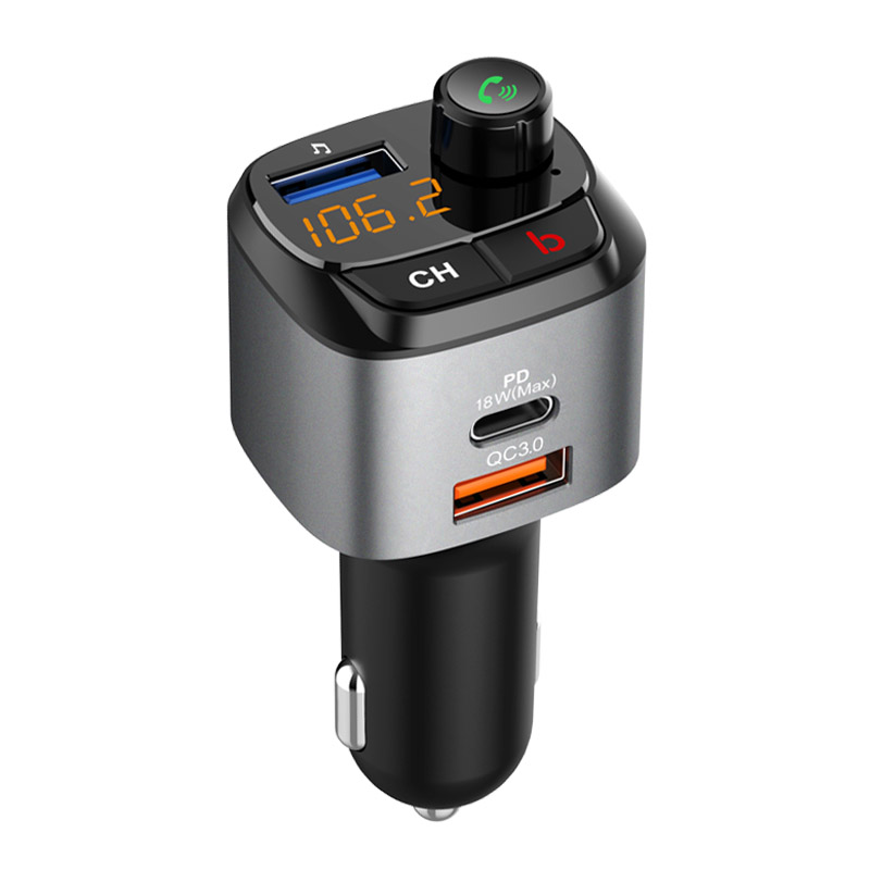 Bluetooth 5.0 Car Kit Handsfree Car MP3 Player FM Transmitter QC3.0 Quick Charge PD18W Fast Charging Car Charger