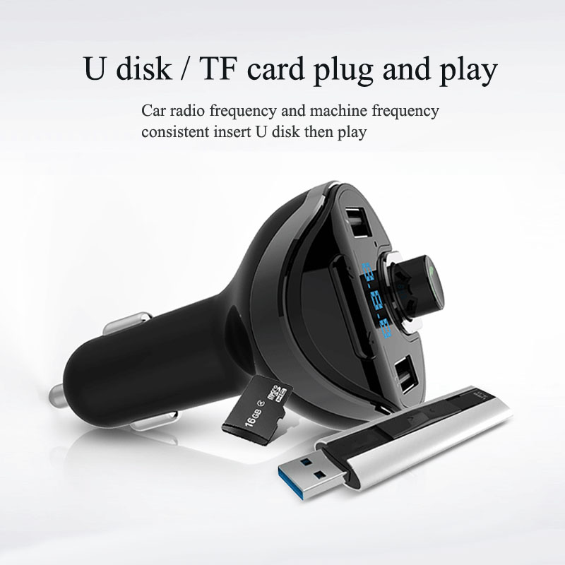 FM Transmitter FM Modulator Hands Free Music Playing Dual USB Car Charger Bluetooth-compatible Car Kit Handsfree