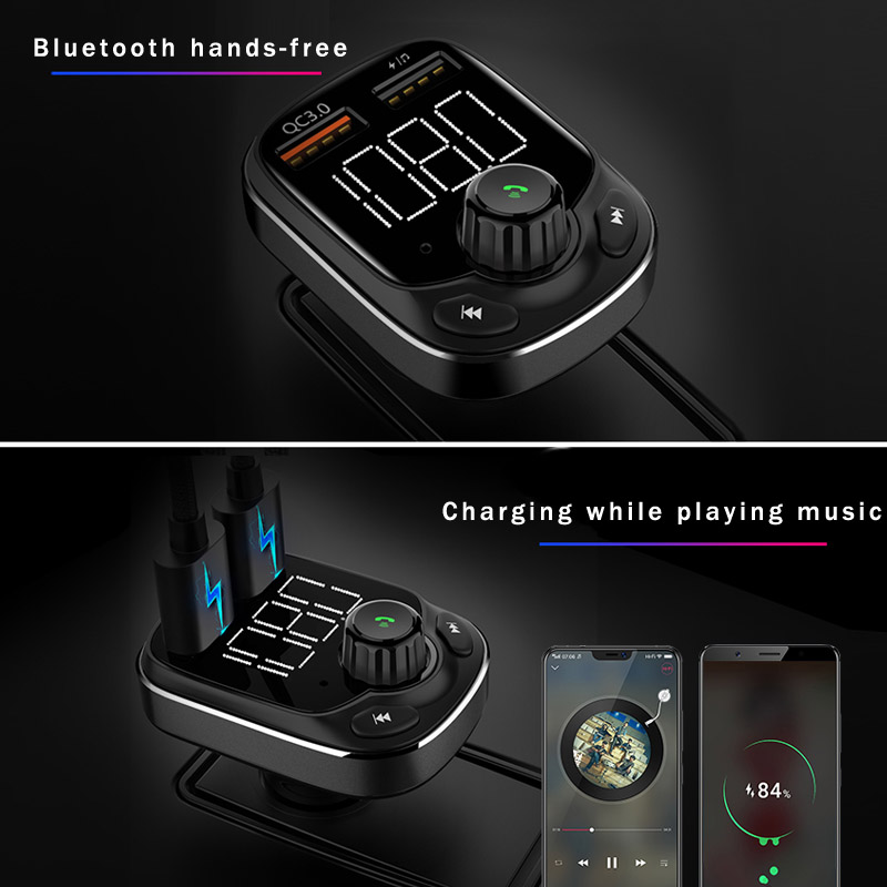 Bluetooth Car Kit Handsfree Calling Car MP3 Player FM Transmitter With Dual USB QC3.0 3.6A Quick Charge Car Charger