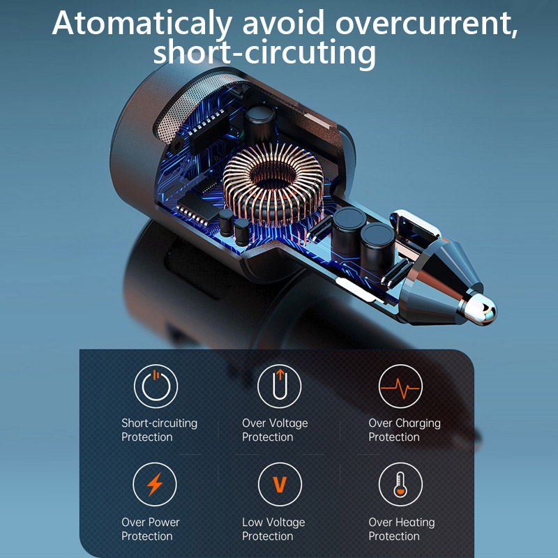 Car Charger Dual Port USB Car Phone Charger Adapter Fast Charging Quick Charge 3.0 Type -C PD 65W Voltage Detection