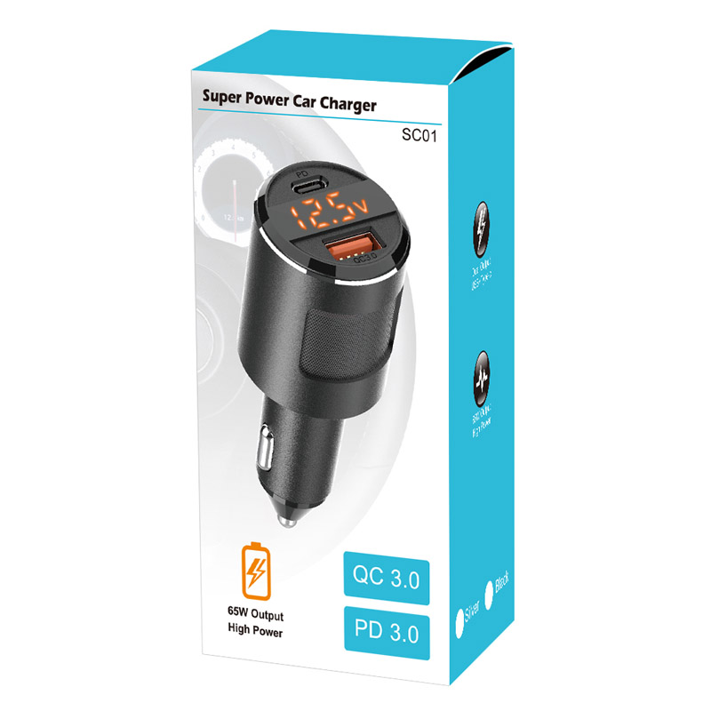 Car Charger Dual Port USB Car Phone Charger Adapter Fast Charging Quick Charge 3.0 Type -C PD 65W Voltage Detection