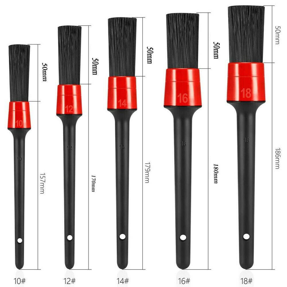 5PCS Car Detailing Brushes Cleaning Brush Set for Cleaning Wheels Tire Interior Exterior Leather Air Vents Car Cleaning Kit Tool