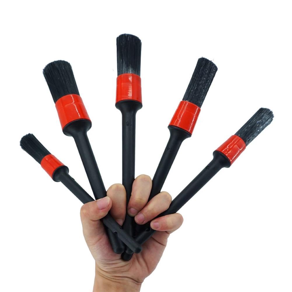 5PCS Car Detailing Brushes Cleaning Brush Set for Cleaning Wheels Tire Interior Exterior Leather Air Vents Car Cleaning Kit Tool