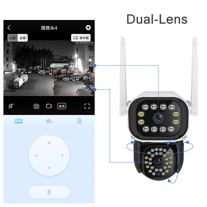HD 3MP PTZ Dual-Lens Wifi Camera Outdoor Auto Tracking Cloud home Security IP Camera Zoom Speed Dome CCTV Camera surveillance