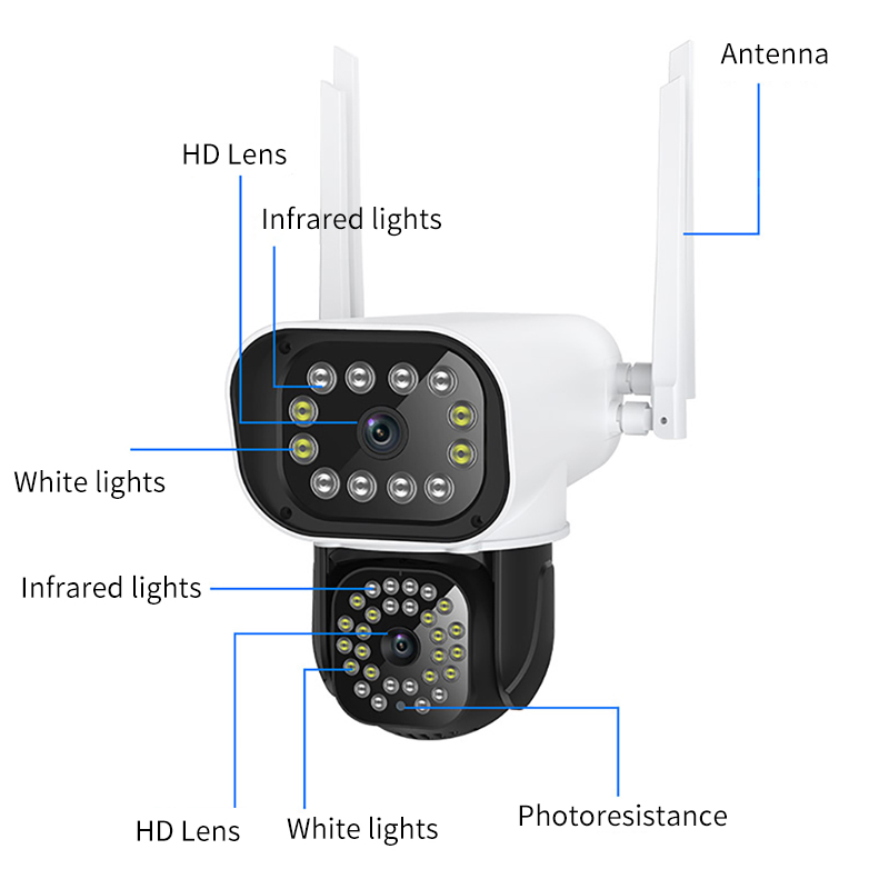 HD 3MP PTZ Dual-Lens Wifi Camera Outdoor Auto Tracking Cloud home Security IP Camera Zoom Speed Dome CCTV Camera surveillance