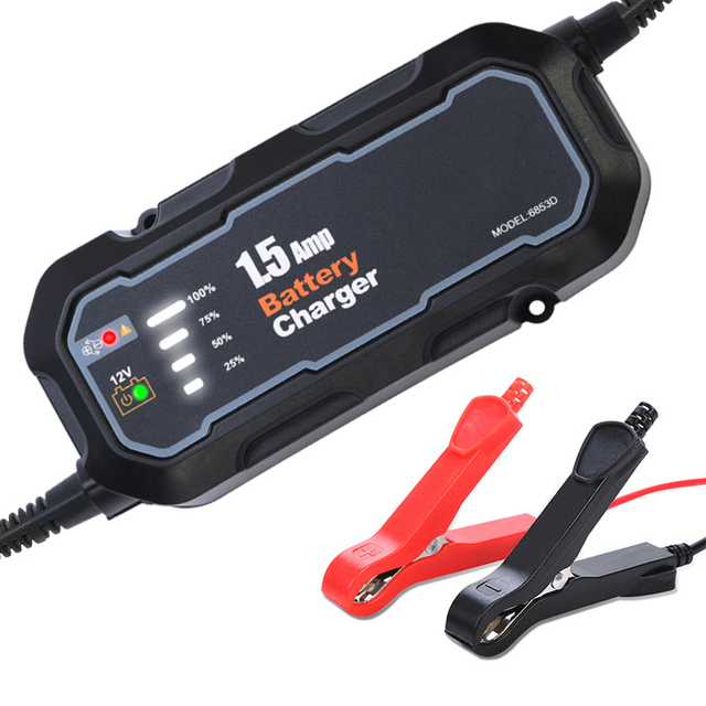 12V 1500mA Automatic Smart Motorcycle Battery Charger Maintainer for Car/RV/ATV/Boat Automatic Battery Trickle Charger with LED